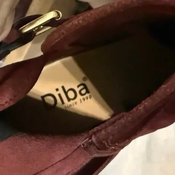 NWT Diba Shoes Bootie Burgundy Suede Brown Buckle Leather Women Sleek Block Heel - Picture 3 of 8